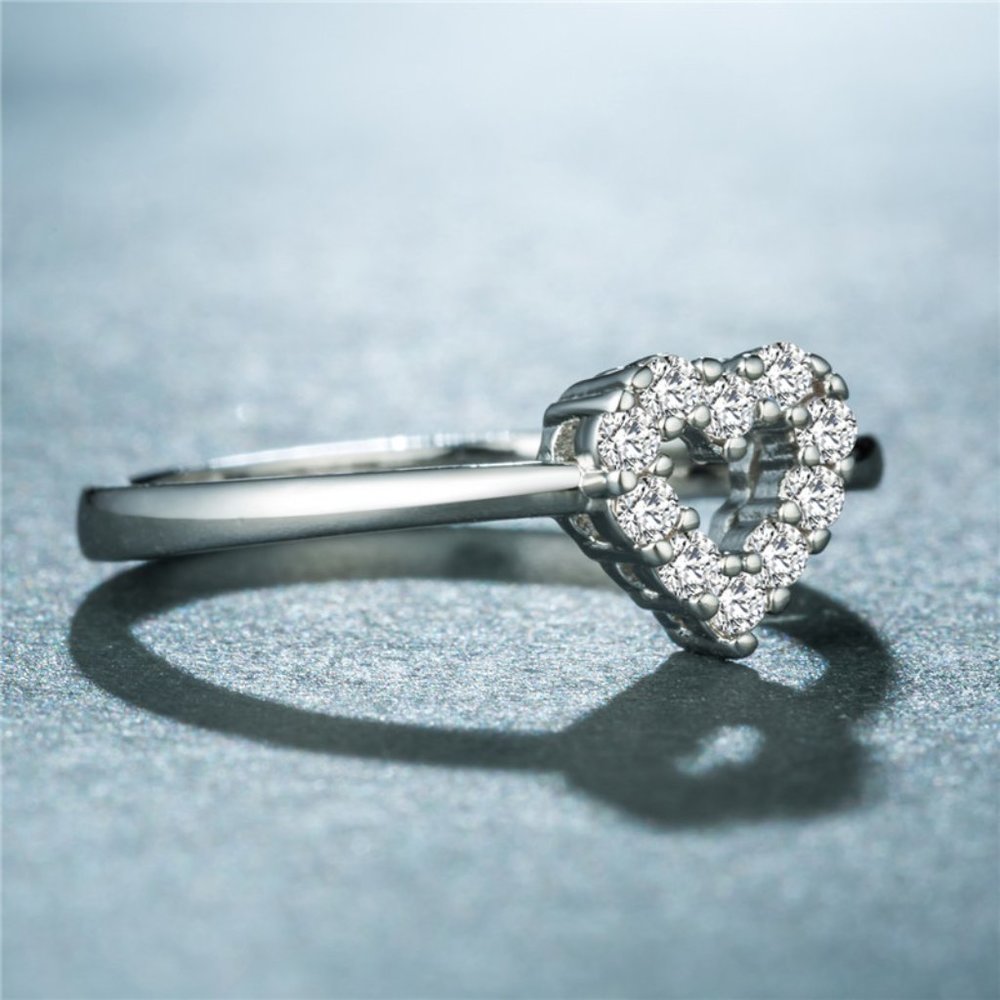 🥰Hollow Tiny Zircon Cute Lovely Simple Heart Rings for Women, INDN8029 - Picture 3 of 5